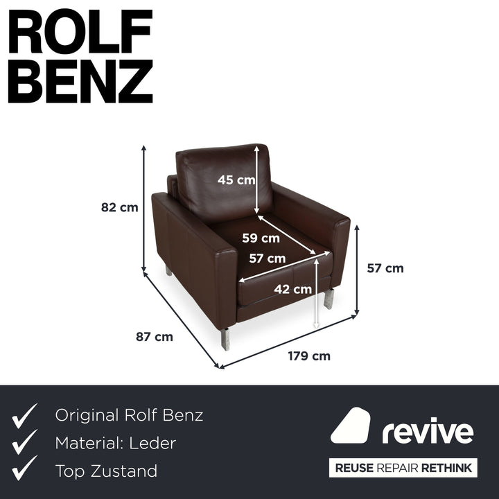 Rolf Benz Vida Leather Armchair Brown Chrome