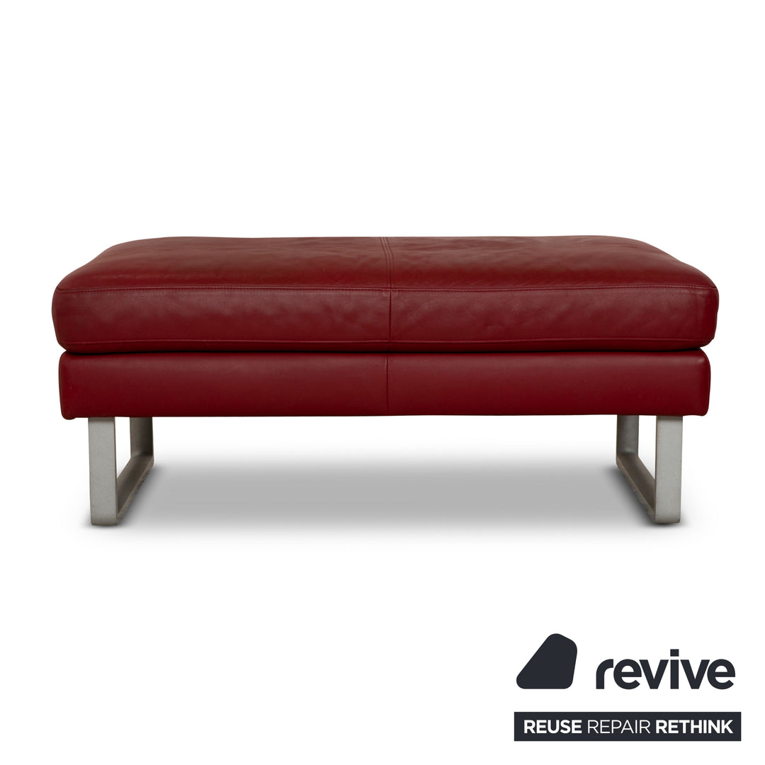 Rolf Benz Vida Leder Sofa Garnitur Rot Weinrot Sofa Couch Dreisitzer Hocker
