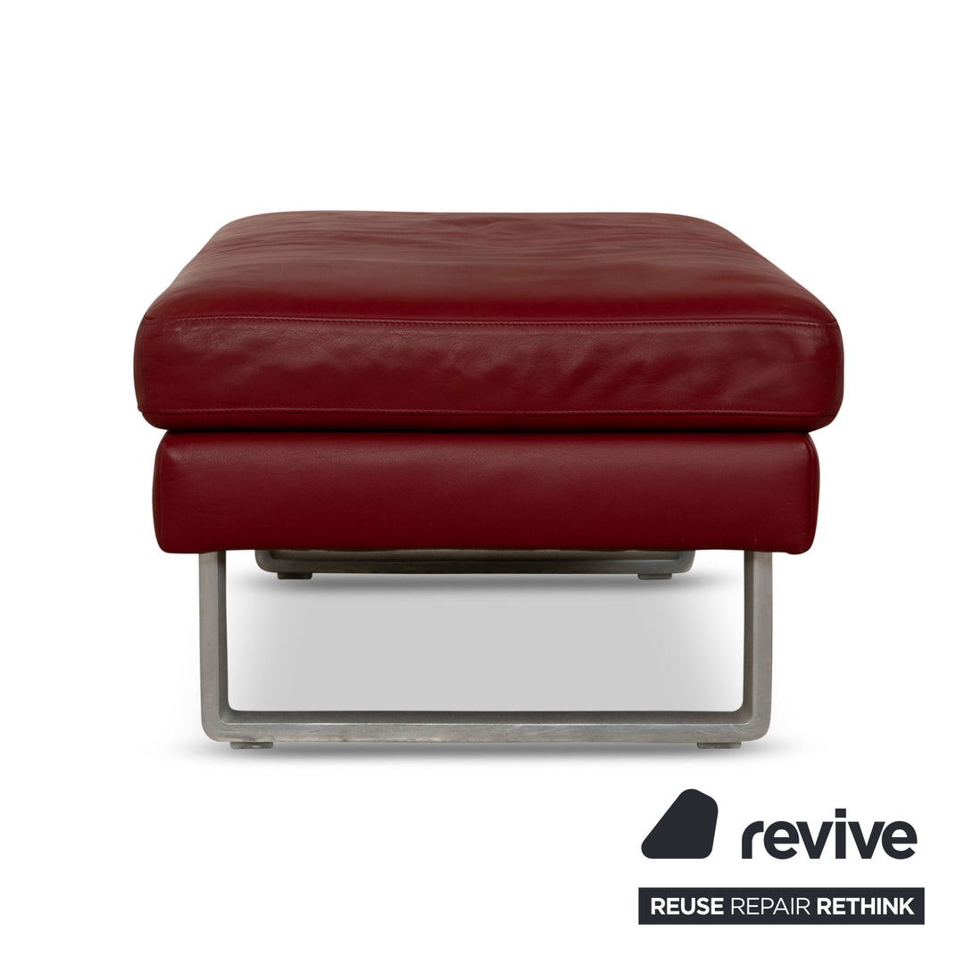 Rolf Benz Vida Leder Sofa Garnitur Rot Weinrot Sofa Couch Dreisitzer Hocker