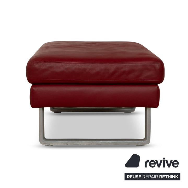 Rolf Benz Vida Leder Sofa Garnitur Rot Weinrot Sofa Couch Dreisitzer Hocker