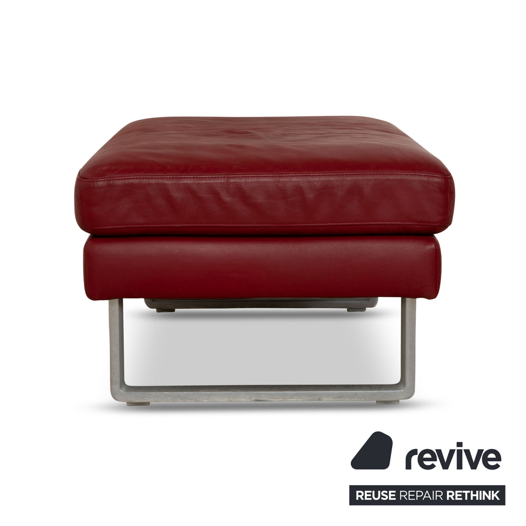 Rolf Benz Vida Leder Sofa Garnitur Rot Weinrot Sofa Couch Dreisitzer Hocker