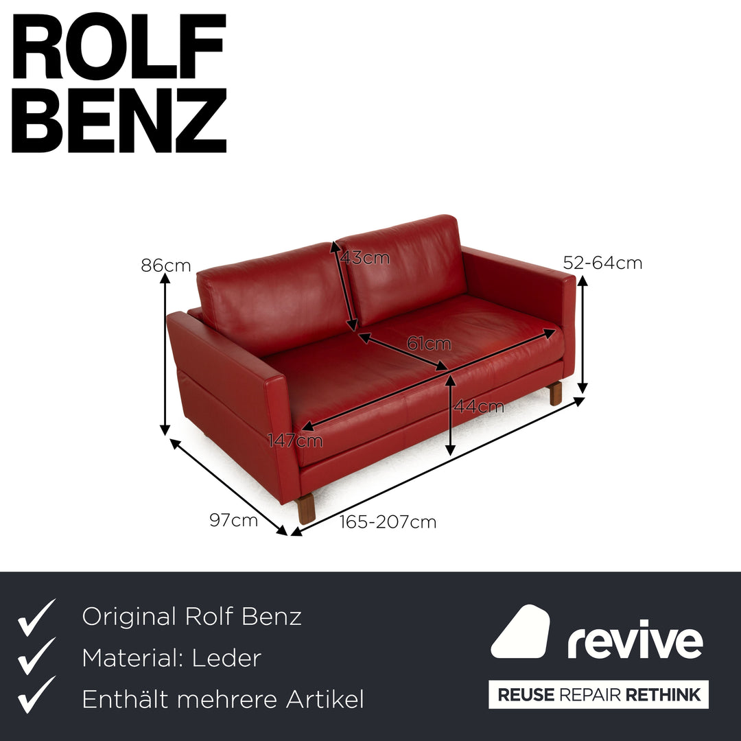 Rolf Benz Vida Leder Sofa Garnitur Rot Zweisitzer manuelle Funktion Sofa Couch