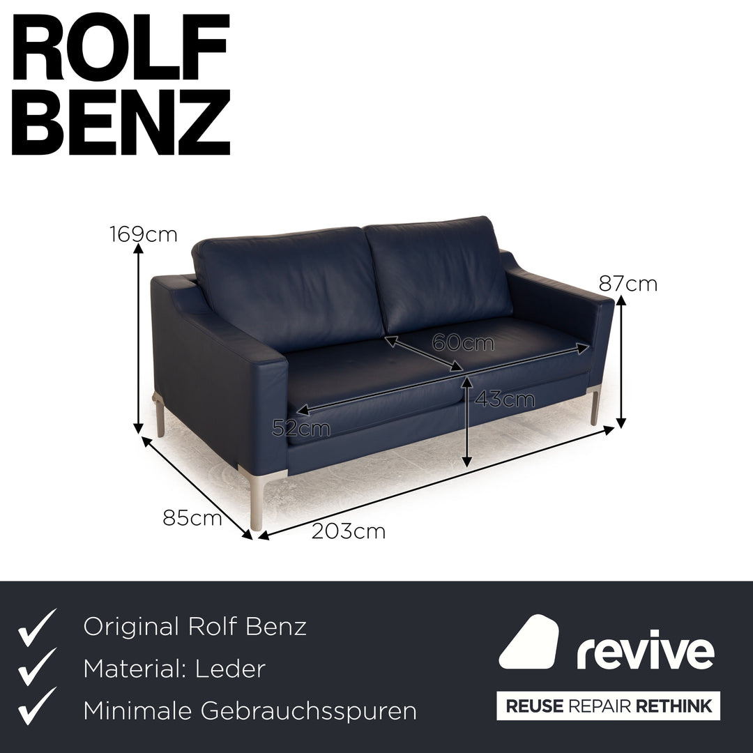 Rolf Benz Vida Leather Two Seater Blue Sofa Couch