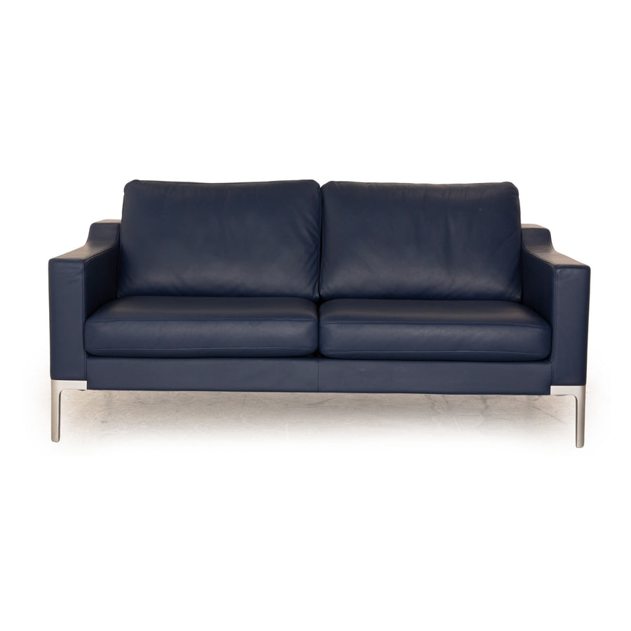 Rolf Benz Vida Leather Two Seater Blue Sofa Couch
