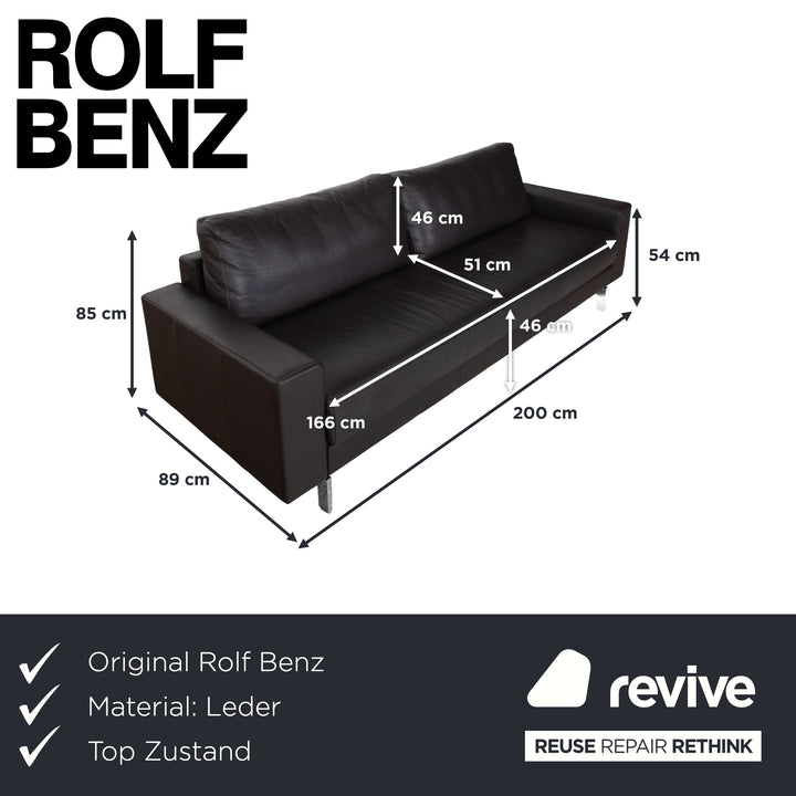 Rolf Benz Vida lederen tweezitsbank bruin donkerbruin bankstel