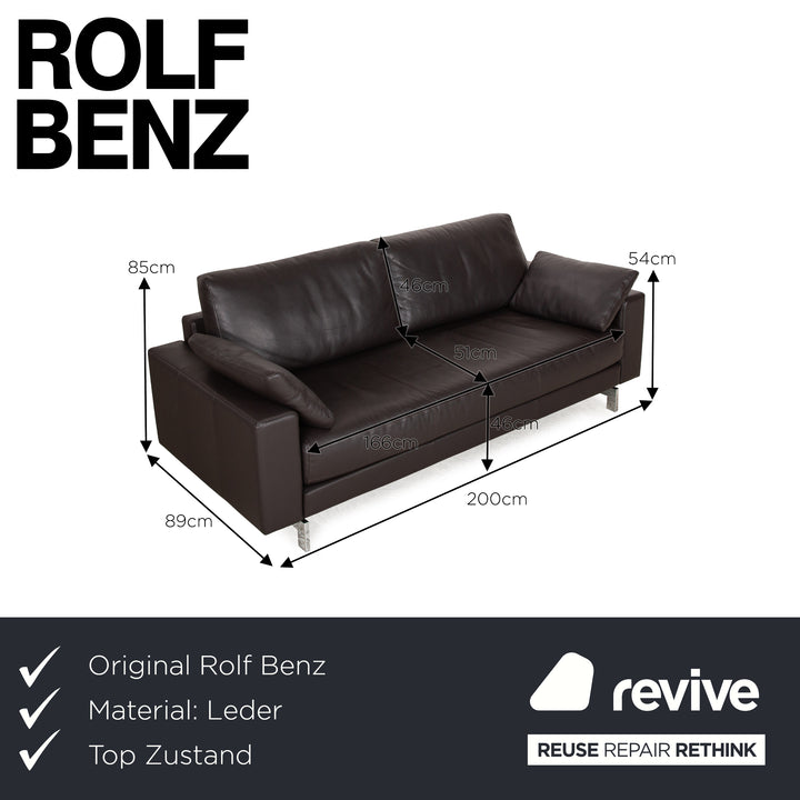 Rolf Benz Vida leather two-seater brown dark brown sofa couch