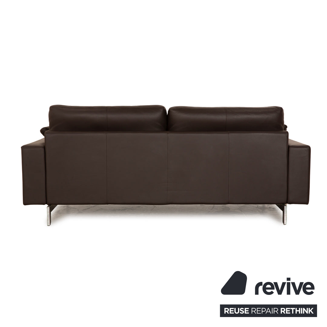 Rolf Benz Vida leather two-seater dark brown sofa couch