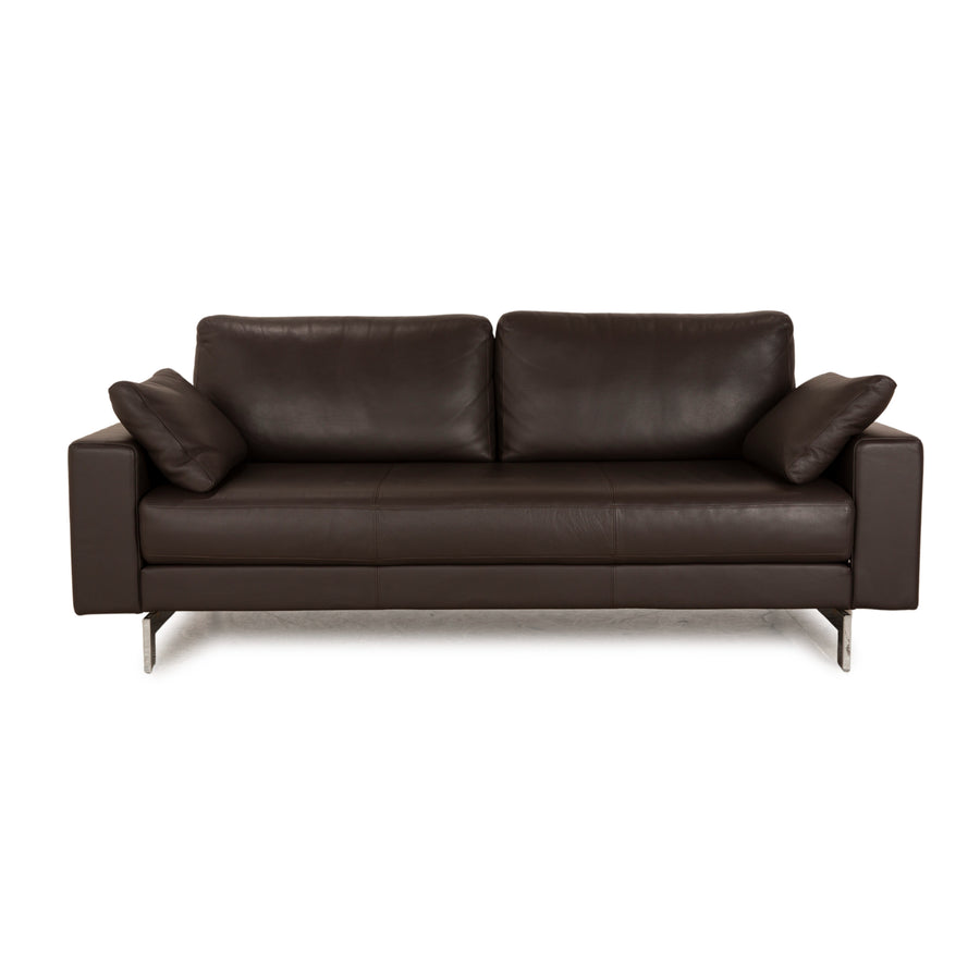 Rolf Benz Vida leather two-seater dark brown sofa couch