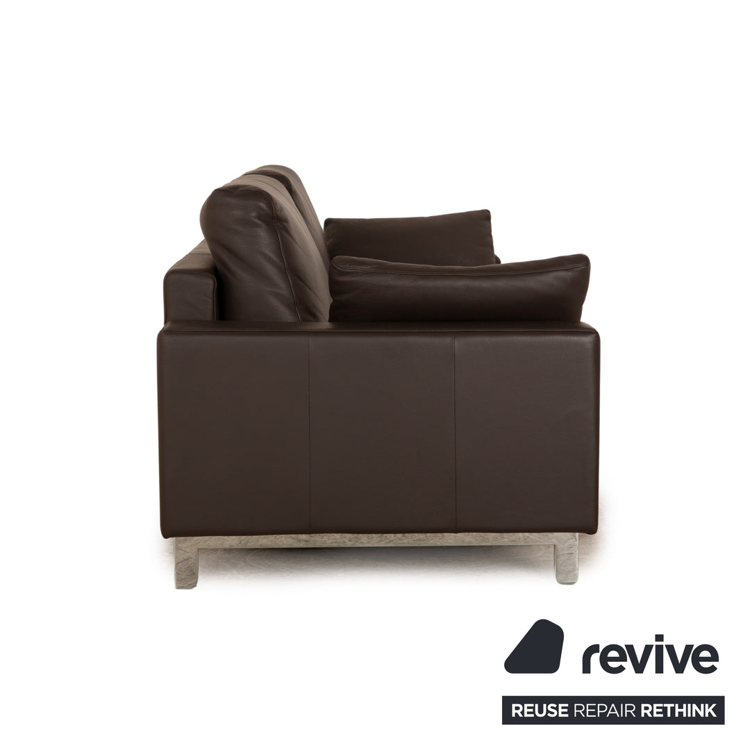 Rolf Benz Vida leather two-seater dark brown sofa couch