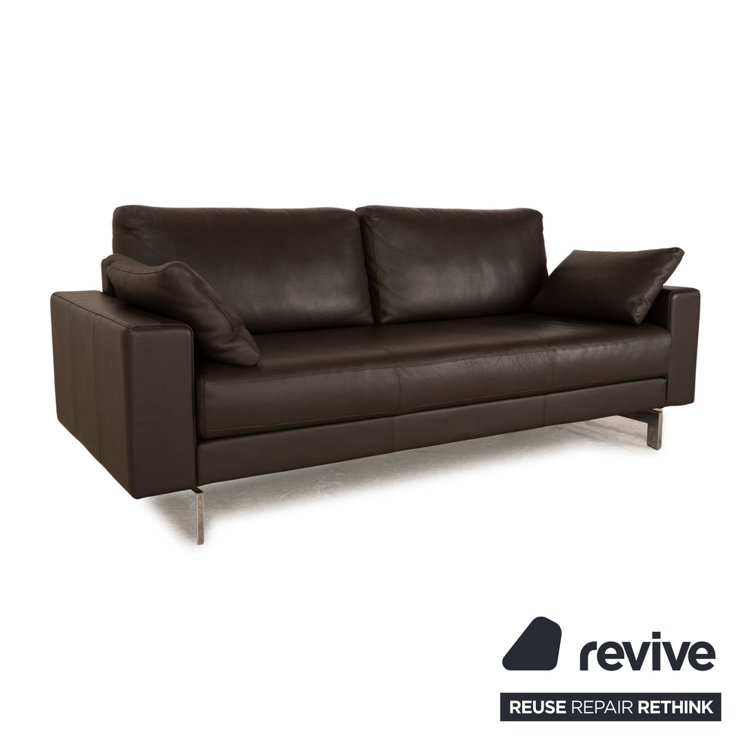 Rolf Benz Vida leather two-seater dark brown sofa couch