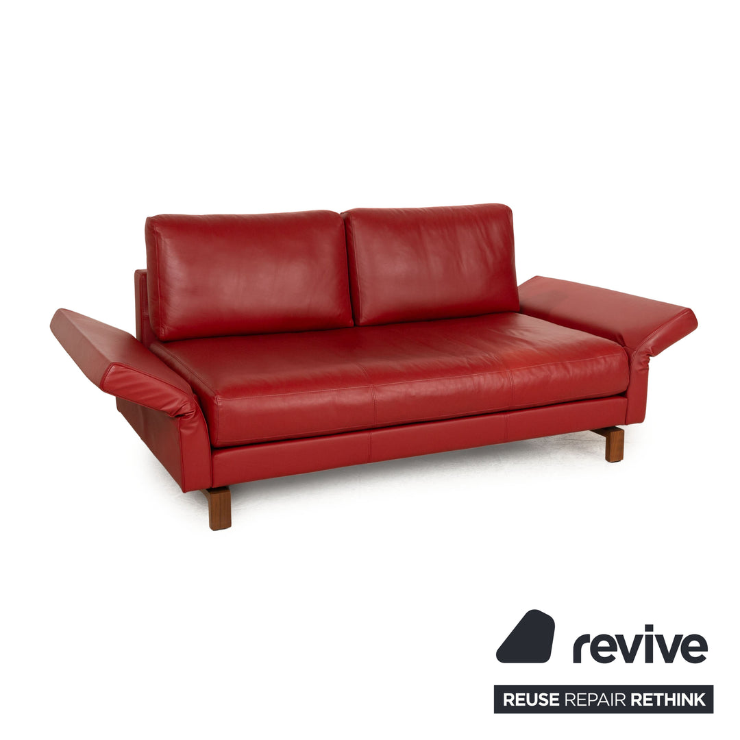 Rolf Benz Vida Leather Two Seater Red Manual Function Sofa Couch