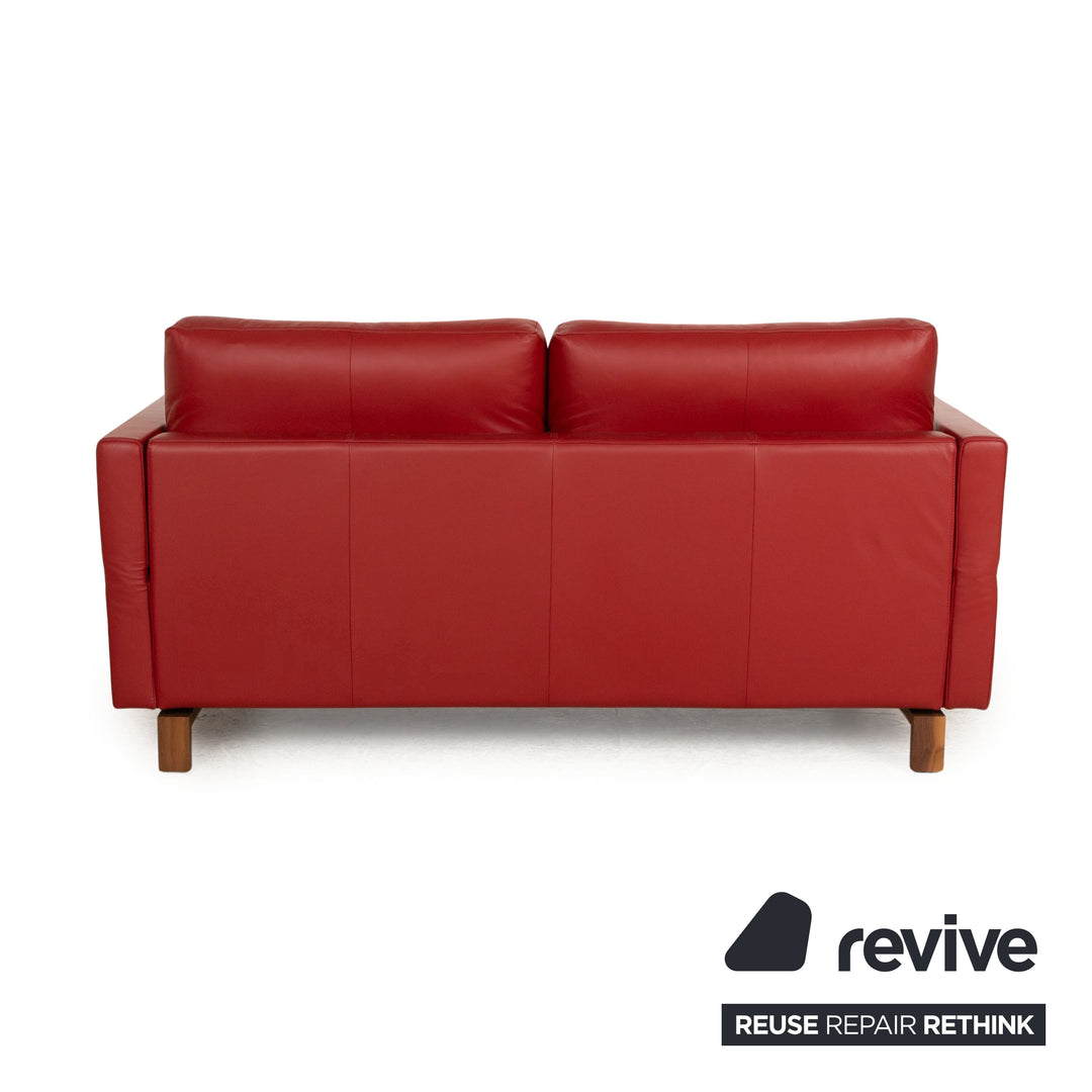 Rolf Benz Vida Leather Two Seater Red Manual Function Sofa Couch