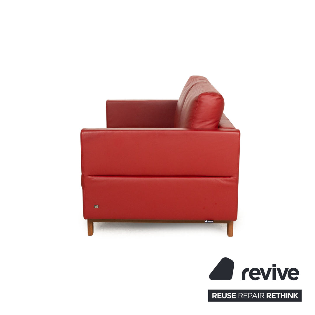 Rolf Benz Vida Leather Two Seater Red Manual Function Sofa Couch