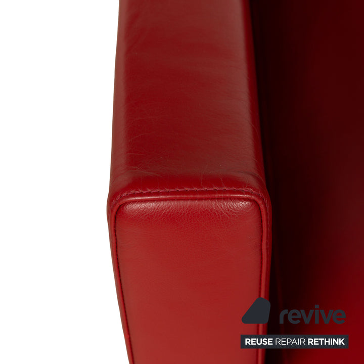 Rolf Benz Vida Leather Two Seater Red Manual Function Sofa Couch