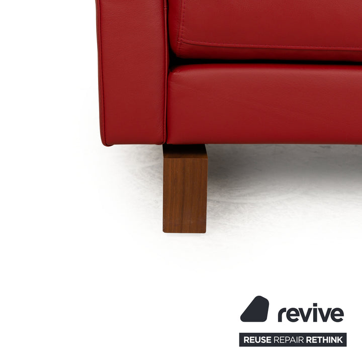 Rolf Benz Vida Leather Two Seater Red Manual Function Sofa Couch