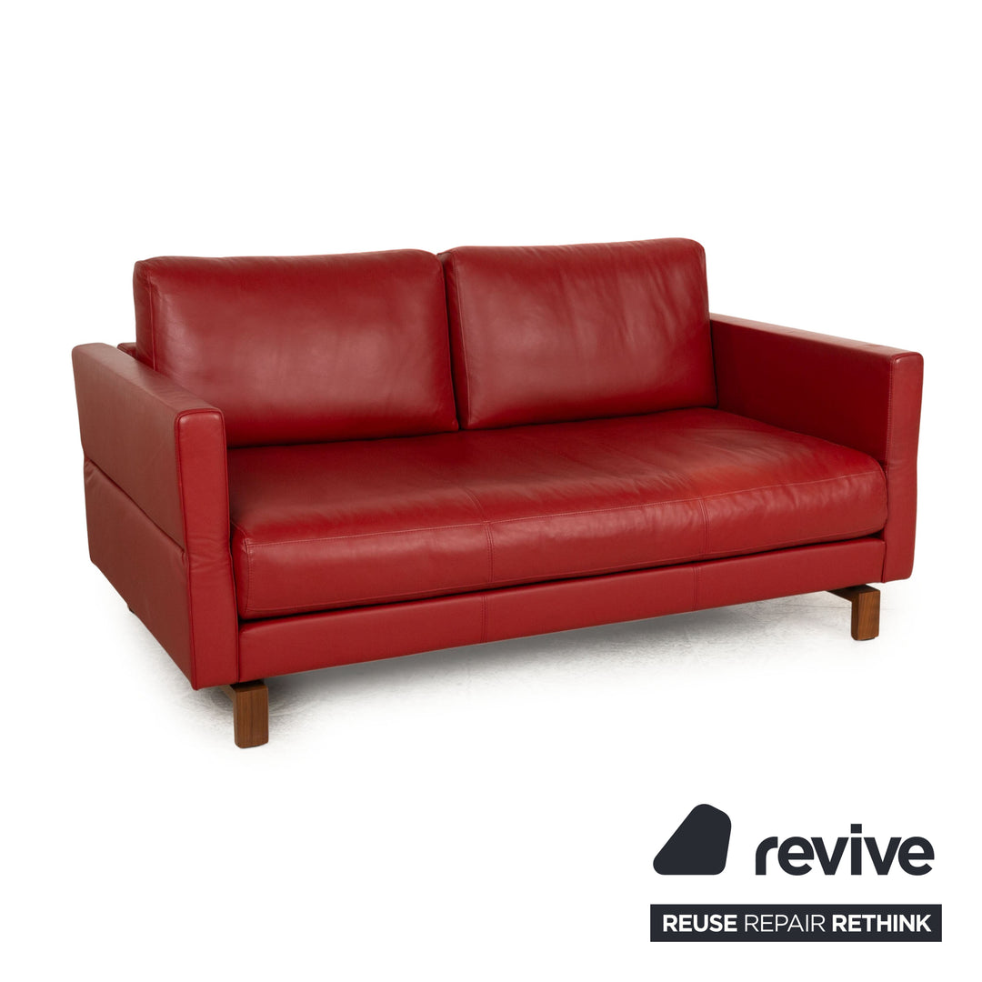 Rolf Benz Vida Leather Two Seater Red Manual Function Sofa Couch