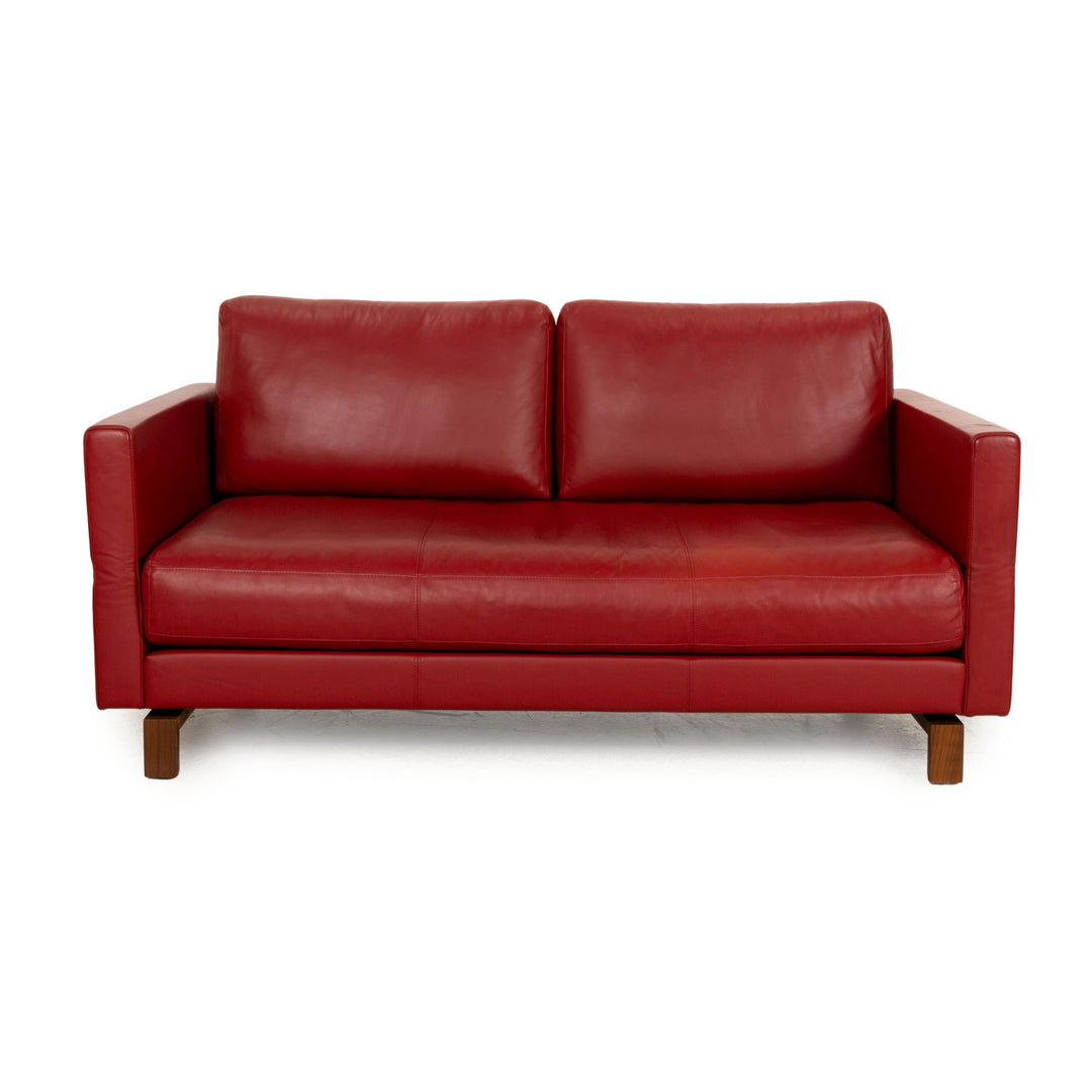 Rolf Benz Vida Leather Two Seater Red Manual Function Sofa Couch