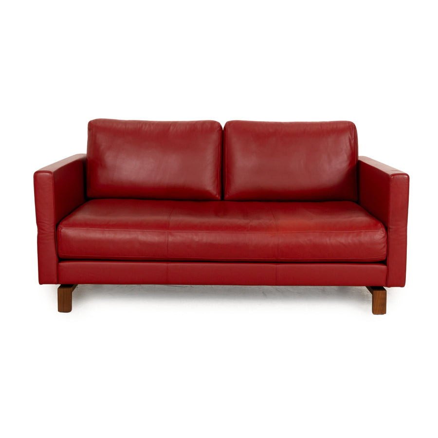 Rolf Benz Vida Leather Two Seater Red Manual Function Sofa Couch