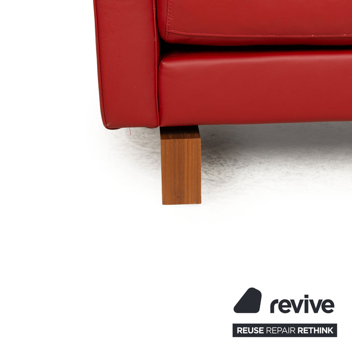 Rolf Benz Vida Leather Two Seater Red Manual Function Sofa Couch