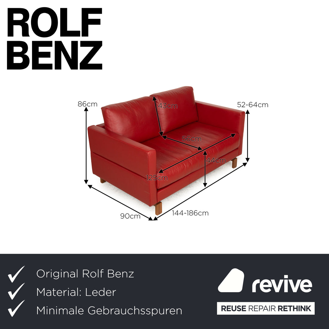 Rolf Benz Vida Leather Two Seater Red Manual Function Sofa Couch