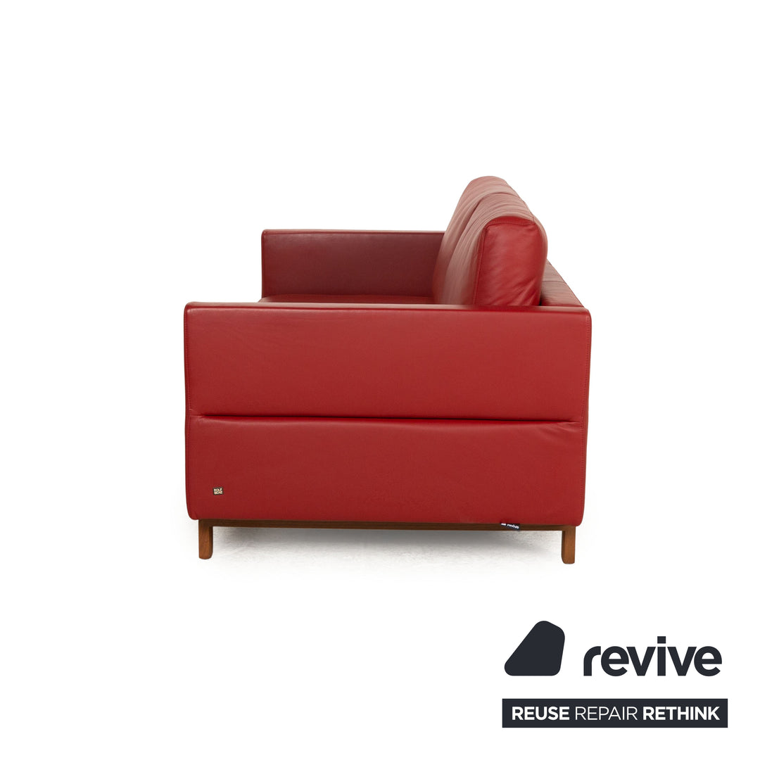 Rolf Benz Vida Leather Two Seater Red Manual Function Sofa Couch