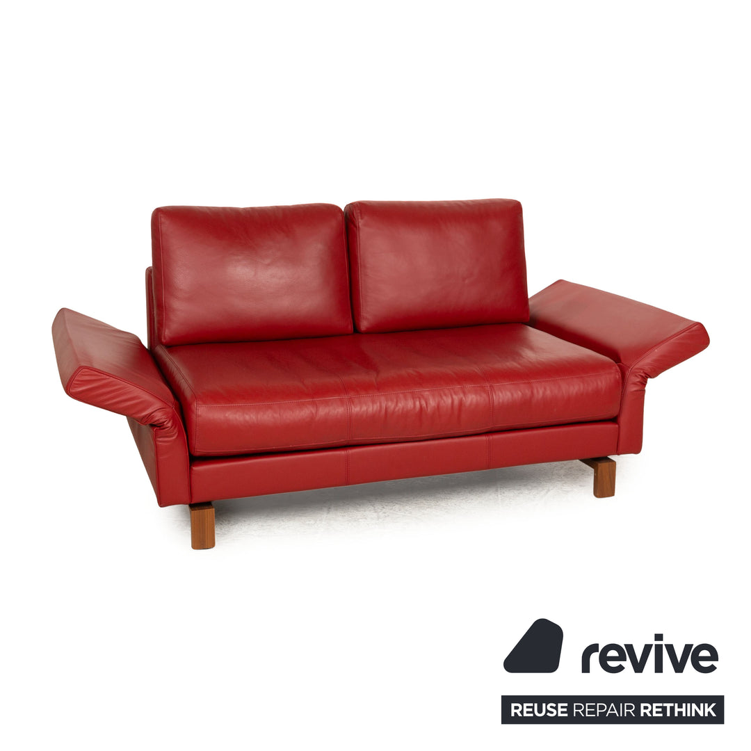 Rolf Benz Vida Leather Two Seater Red Manual Function Sofa Couch