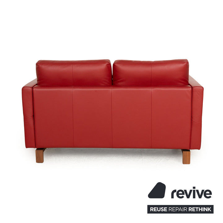 Rolf Benz Vida Leather Two Seater Red Manual Function Sofa Couch