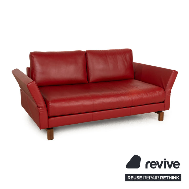Rolf Benz Vida Leather Two Seater Red Manual Function Sofa Couch