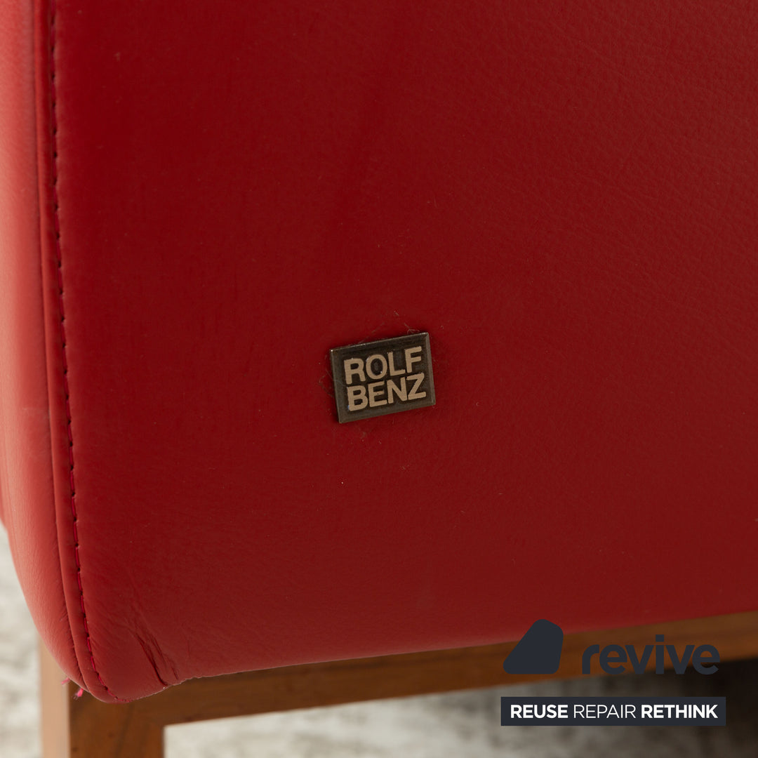 Rolf Benz Vida Leather Two Seater Red Manual Function Sofa Couch