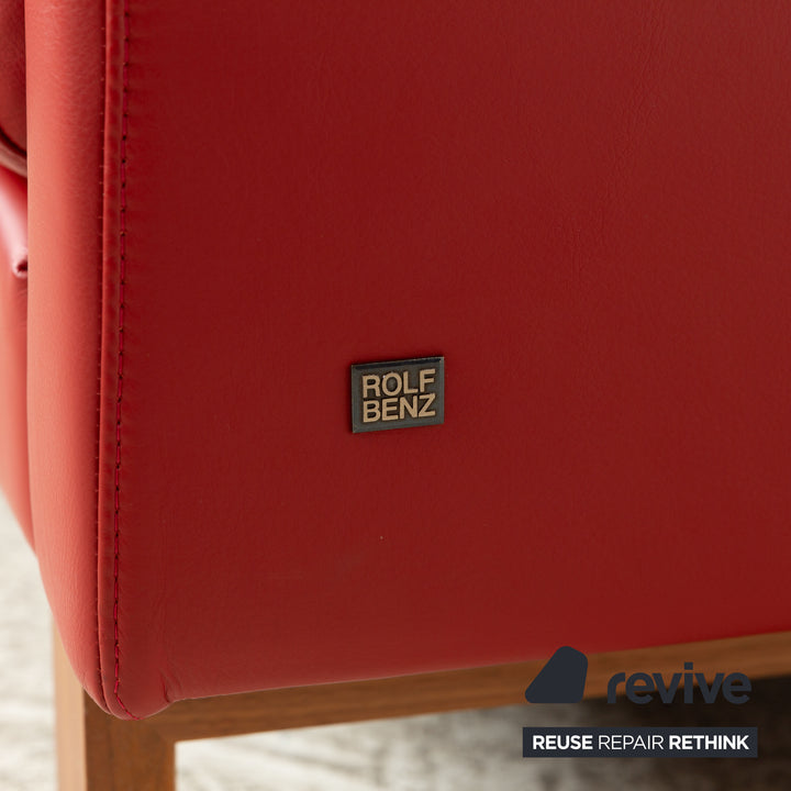 Rolf Benz Vida Leather Two Seater Red Manual Function Sofa Couch