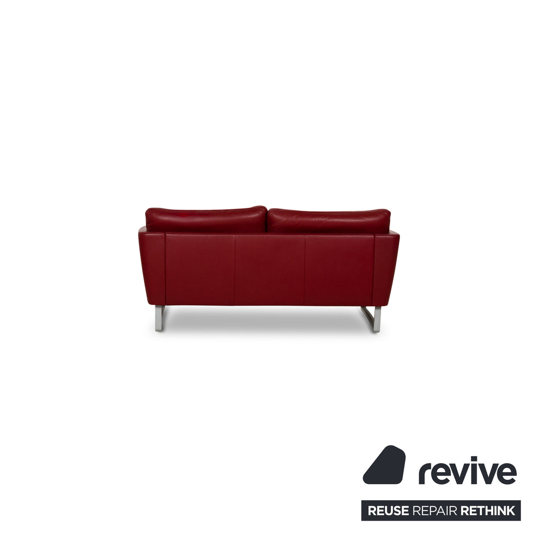 Rolf Benz Vida Leather Two-Seater Red Sofa Couch