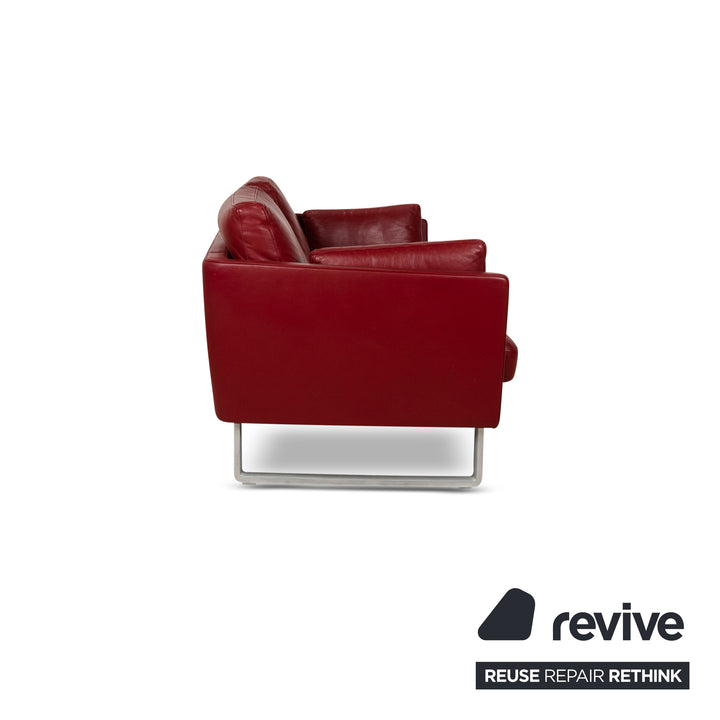 Canapé deux places en cuir rouge Rolf Benz Vida