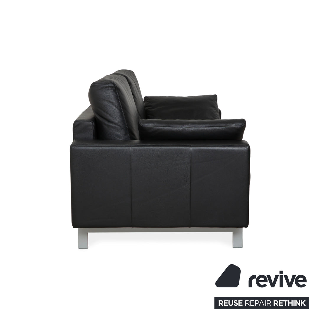 Canapé deux places en cuir noir Rolf Benz Vida