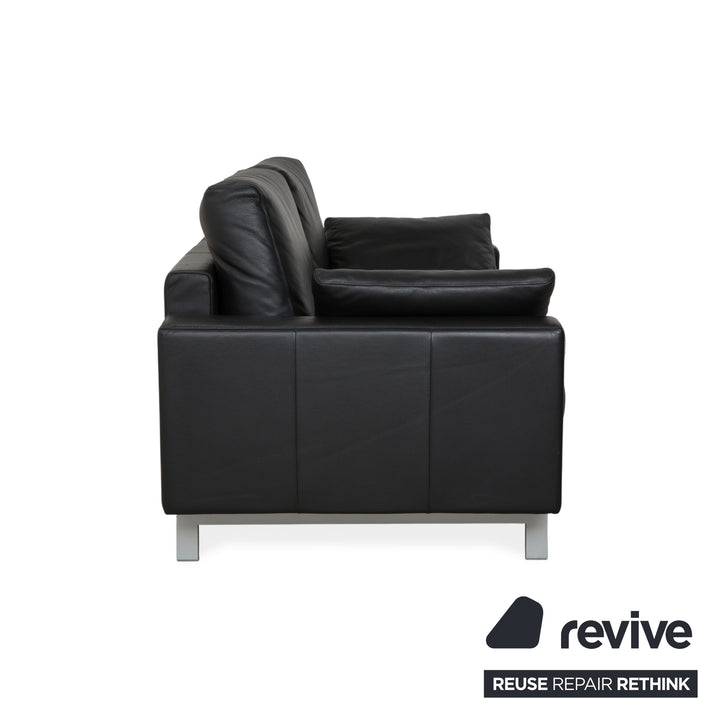 Canapé deux places en cuir noir Rolf Benz Vida