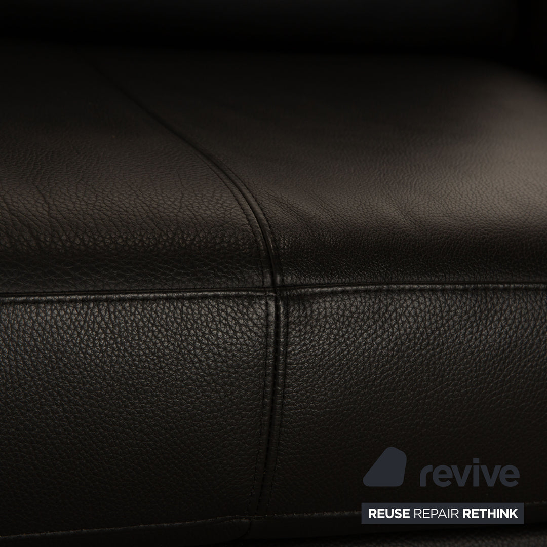 Rolf Benz Vida Leather Two Seater Black Sofa Couch