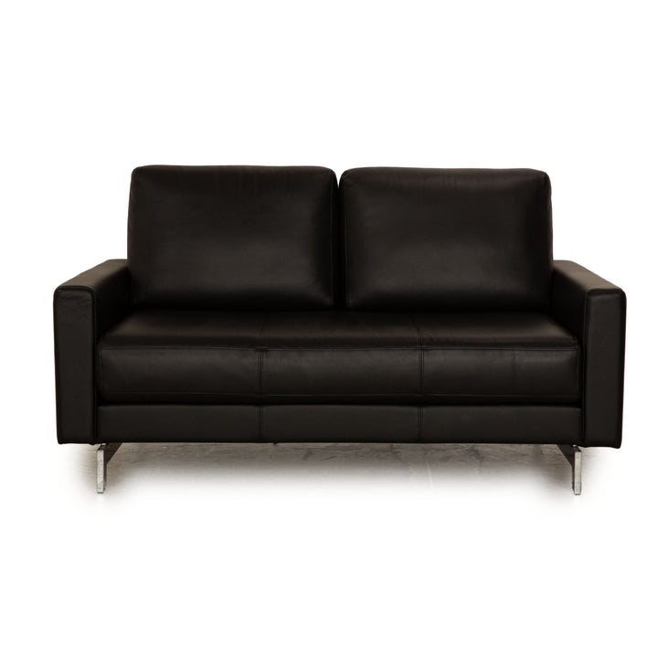 Rolf Benz Vida Leather Two Seater Black Sofa Couch