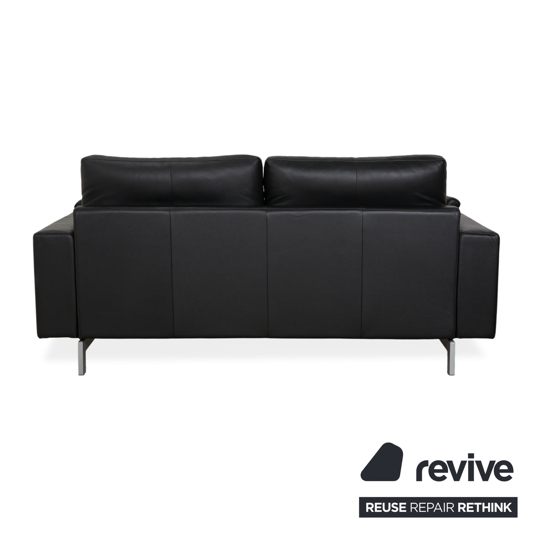 Canapé deux places en cuir noir Rolf Benz Vida