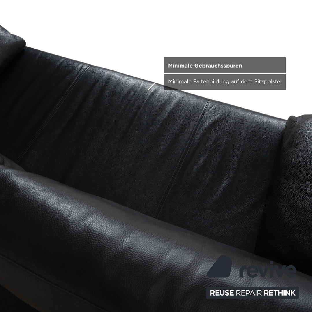 Canapé deux places en cuir noir Rolf Benz Vida