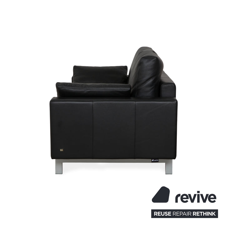 Canapé deux places en cuir noir Rolf Benz Vida