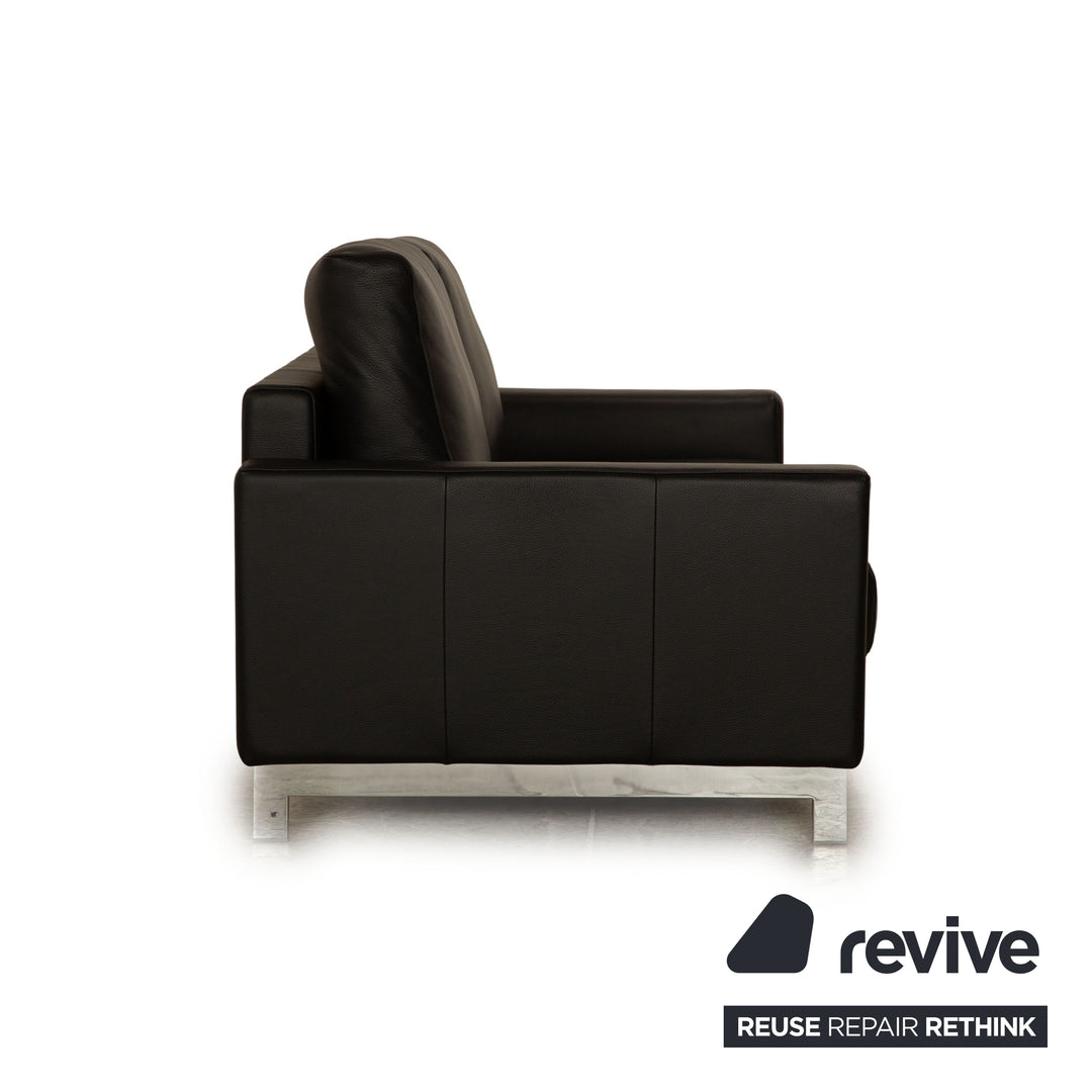 Rolf Benz Vida Leather Two Seater Black Sofa Couch