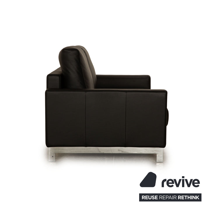 Rolf Benz Vida Leather Two Seater Black Sofa Couch