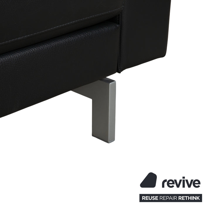 Canapé deux places en cuir noir Rolf Benz Vida