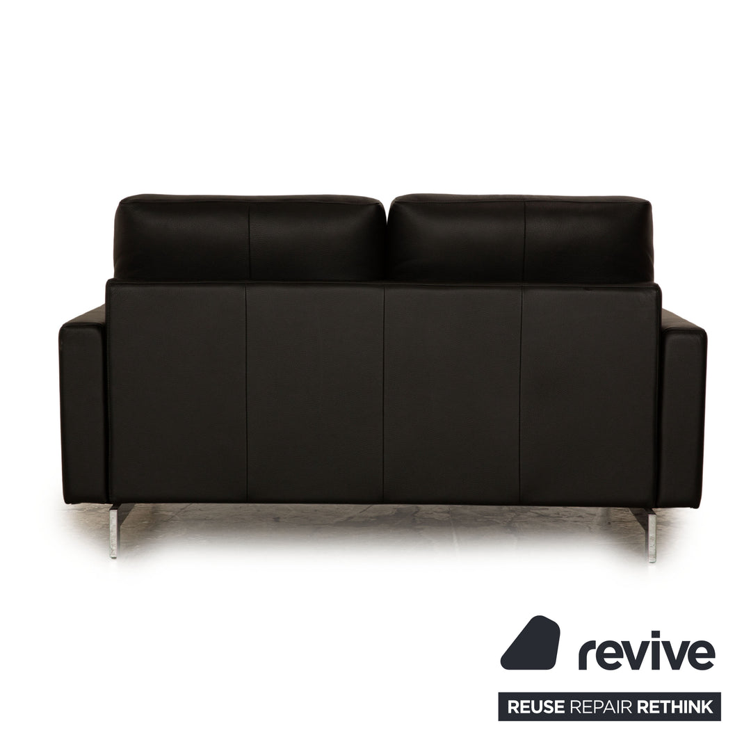 Rolf Benz Vida Leather Two Seater Black Sofa Couch