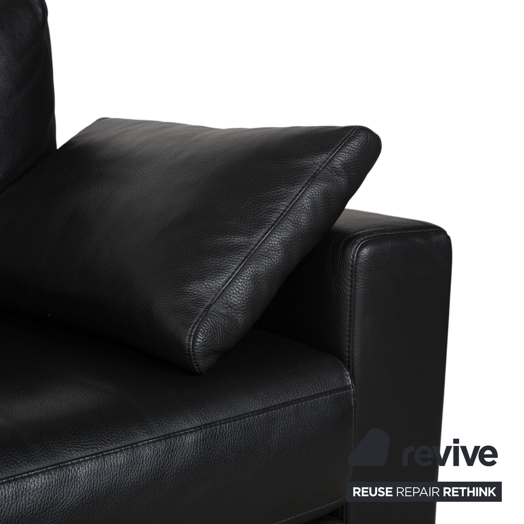 Canapé deux places en cuir noir Rolf Benz Vida