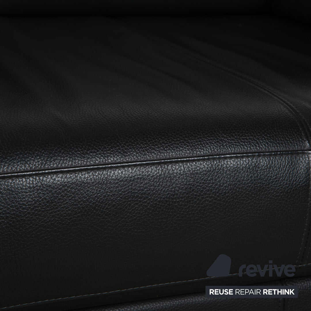 Canapé deux places en cuir noir Rolf Benz Vida