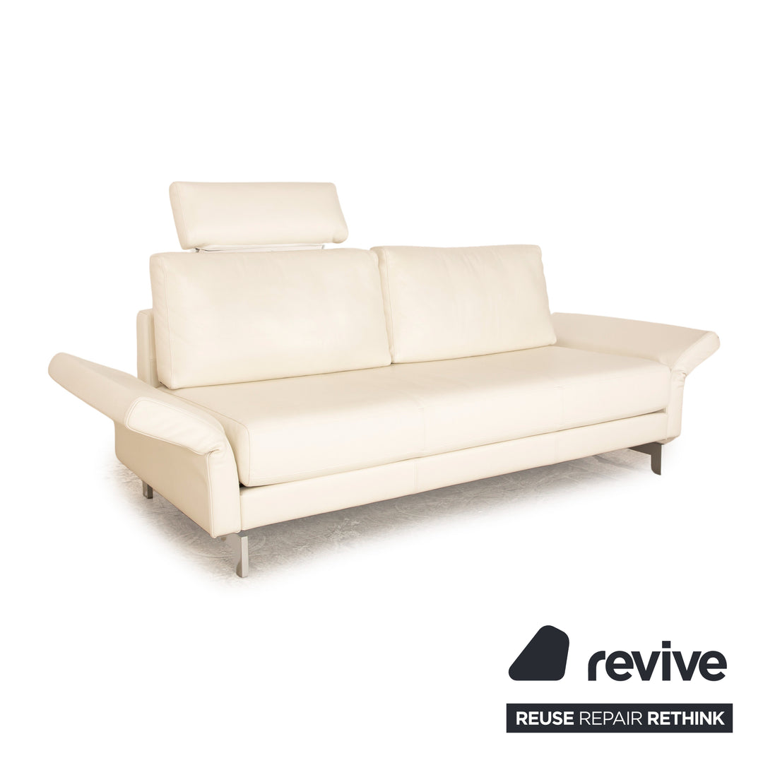 Rolf Benz Vida Leather Two Seater White Cream Manual Function Sofa Couch