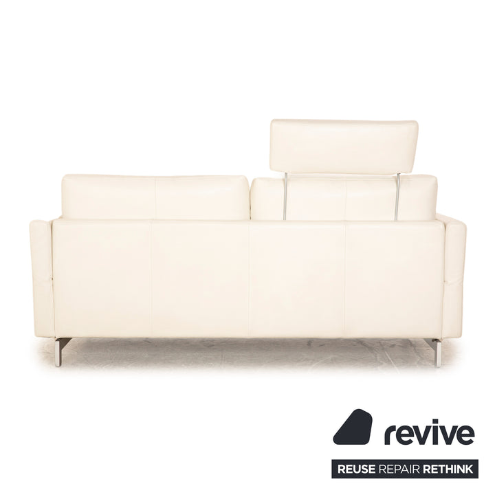 Rolf Benz Vida Leather Two Seater White Cream Manual Function Sofa Couch