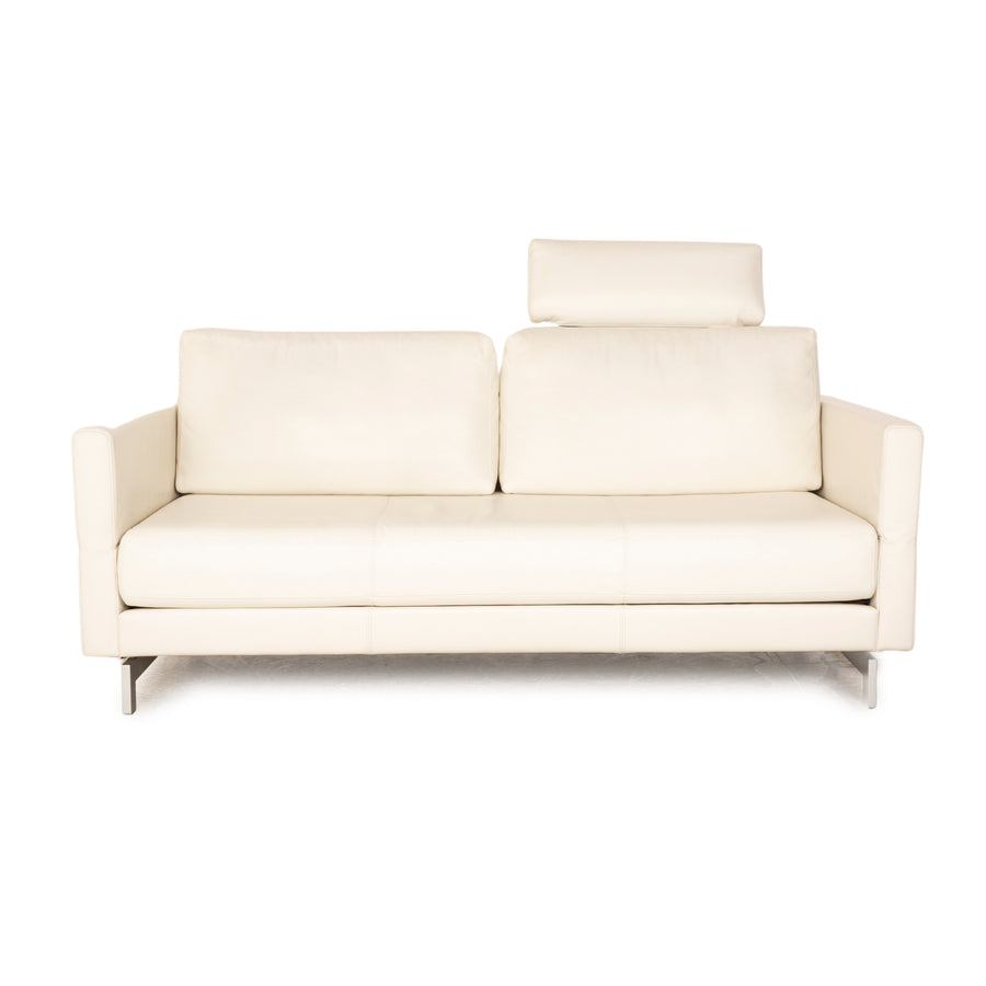 Rolf Benz Vida Leather Two Seater White Cream Manual Function Sofa Couch