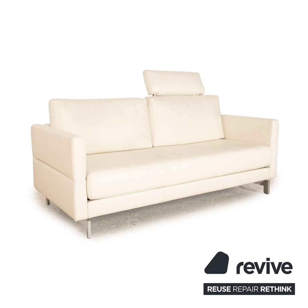 Rolf Benz Vida Leather Two Seater White Cream Manual Function Sofa Couch