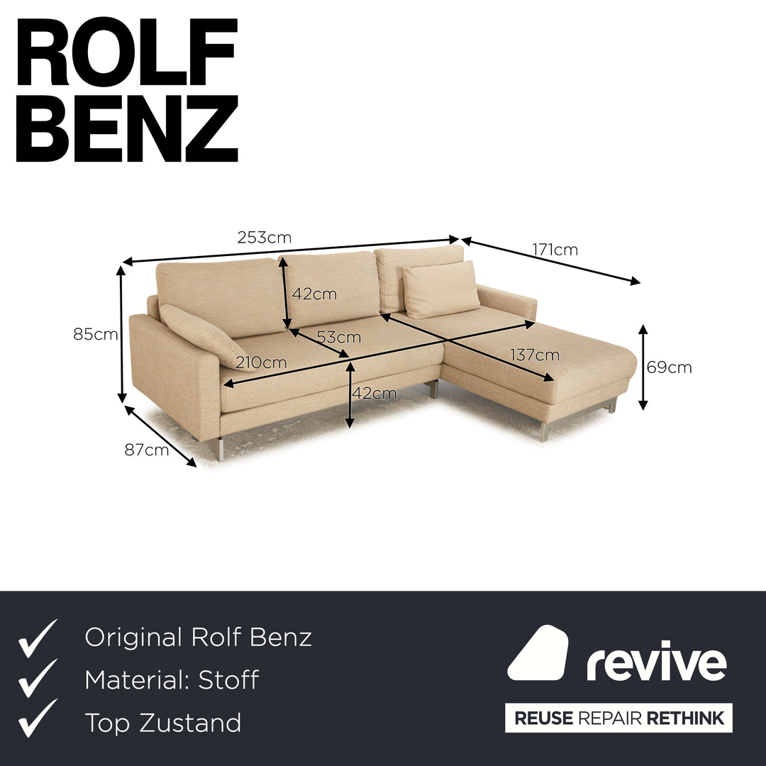 Rolf Benz Vida Fabric Corner Sofa Beige Recamiere Right Sofa Couch